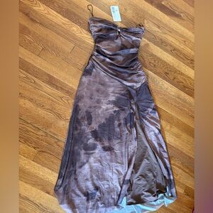 12th Tribe Brown Satin Maxi Dress